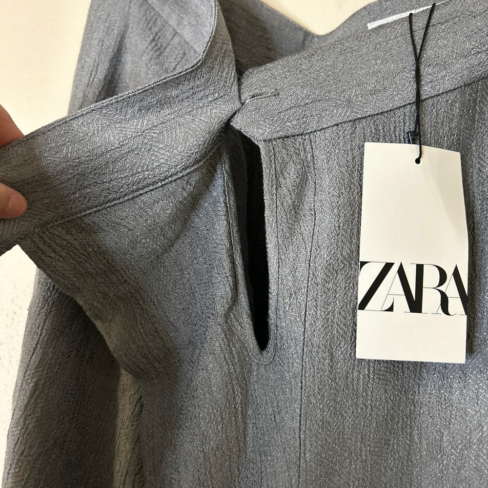 ZARA Gray Wrap Linen Blend Palazzo Pants Size S - Picture 11 of 11